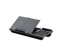 Q-Connect Height Adjustable Laptop Stand w Mousepad and Holder Black