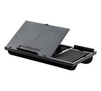 Q-Connect Height Adjustable Laptop Stand w Mousepad and Holder Black