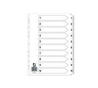 Q Connect Index 1-10 Board Reinforced White (5 Pack)