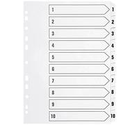 Q-Connect Index Tabs KF01353 - 1-10 Multi-punched Polypropylene A4 White Pack of 25