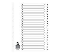 Q Connect Index 1-20 Board Reinforced White (10 Pack)