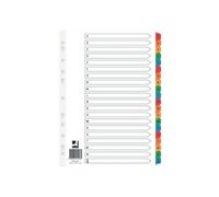 Q-CONNECT Index Tabs A4 - Multi-punched A-Z, 20-Part Reinforced Pre-Printed Multi-Colour
