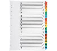 Q-Connect Index A4 Multi-Punched 1-15 Reinforced Multi-Colour Numbered Tabs