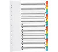 Q-Connect Index A4 Multi-Punched 1-20 Reinforced Multi-Colour Numbered Tabs KF01521