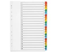 Q-Connect Index A4 Multi-Punched 1-20 Reinforced Multi-Colour Numbered Tabs KF01521 (3)