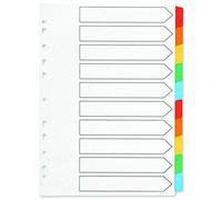 Q-Connect Index A4 Multi-Punched 10-Part Reinforced Multi-Colour Blank Tabs