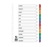 Q Connect Index Jan-Dec Board Reinforced Multi (1 Pack)