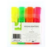 Q-CONNECT KF01116 Fine/Medium Green, Orange, Pink, Yellow 4PC (S) Felt Pen - Felt Pens (Fine/Medium, Green, Orange, Pink, Yellow, Bullet Tip & Stamp Tip, Multicolour, Round, 4 Colours)