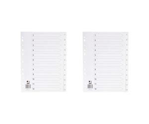 Q-Connect KF01354 1-12 Polypropylene Index A4 Multi Punched - White (Pack of 2)