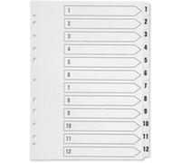 Q-Connect Index Dividers 1-12 – Multi-punched Reinforced Board, Clear Tabs A4 – KF01529