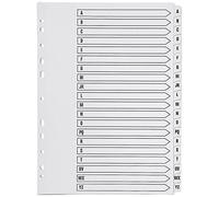 Q-Connect A4 Index Dividers KF01532 - 20-Part A-Z, Multi-Punched, Reinforced, Clear Tabs, White
