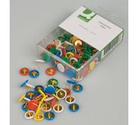 Q-Connect KF02020 Push Pins, Plastic, Assorted Colours, Pack of 120)