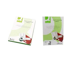 Q-Connect KF02246 Multifunction labels, 199.6 x 143.5 mm, 2 x A4 Sheet, white, pack of 100 &4 Label/A4 Sheet KF01004, 105 x 148 mm - White, Pack of 100