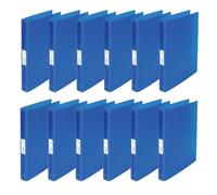 Q-Connect KF02905 Ring Binder/Pack of 12 / A4 4-Ring 25 mm/Colour: Blue Transparent/Made of Strong Translucent PP Film / 31 mm Spine/Ring Binder Plastic/Ring Binder Slim Thin Folder
