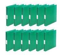 Q-Connect KF02906 Ring Binder/Pack of 12 / A4 4-Ring 25 mm/Colour: Green Transparent/Made of Strong Translucent Polypropylene Film / 31 mm Spine/Ring Binder Plastic/Ring Binder Slim Thin
