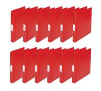 Q-Connect KF02907 Ring Binder Pack of 12 A4 4-Ring 25 mm Red Transparent Strong Translucent Polypropylene Film 31 mm Spine Ring Binder Slim Thin Folder