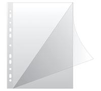 Q-CONNECT KF18045 Document Wallets Type L/Top and Side Open Punched Transparent Pockets/Eco PP 100 Micron/µm DIN A4 / Crystal Clear Crystalline Transparent Pack of 100