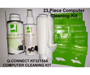 Q-CONNECT KF32155A 23 Pce COMPUTER CLEANING KIT Air Fluid & Wet n Dry Wipes NEW