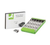 Q-Connect KF02218 Metal Pencil Sharpener, Silver, Pack of 20