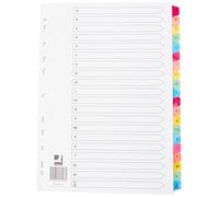 Q-CONNECT Index Tabs A4 - Multi-punched A-Z, 20-Part Reinforced Pre-Printed Multi-Colour