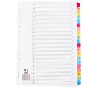 Q-Connect Multi-Punched A-Z 20-Part Reinforced Multi-Colour A4 Index Pre-Printed Tabs