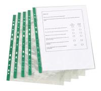 Q-Connect Pack of 100 A4 Punched Pocket Green Strip