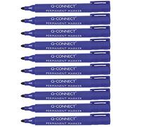 Q-CONNECT Permanent Marker Pen KF26046 Bullet Tip Blue Pack of 10