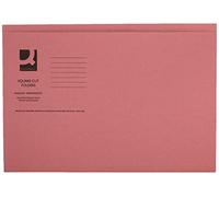 Q-Connect Pink Square Cut Folder Medium Weight 250gsm Foolscap (Pack of 100)