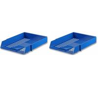 Q-Connect Plastic Letter Tray - Blue (Pack of 2)