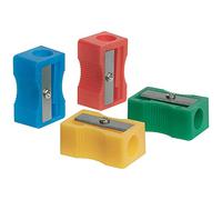 Q-Connect Plastic Pencil Sharpener Single Hole Assorted (Pack of 10)