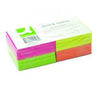 Q-Connect Quick Note Repositionable Pad 75x75mm Assorted Neon
