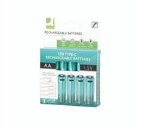 Q-Connect USB C Rechargeable Lithium Batteries Mignon AA (Pack of 4) KF14129
