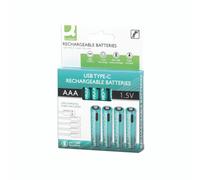 Q-Connect USB C Rechargeable Lithium Batteries Micro AAA (Pack of 4) KF14130