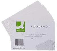 Q-Connect Record Card 152X102mm Ruled Feint White (100 Pack)