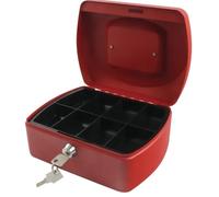 Q-Connect Red 8 Inch Cash Money Box Tin - Lockable + Free Next Day Delivery