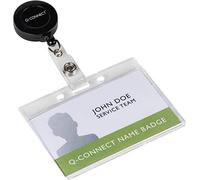 Q-Connect Retractable Badge Reels, 60cm Cord, ID Card & Security Pass Holder with Press Stud Loop and Metal Clip, Pack of 10