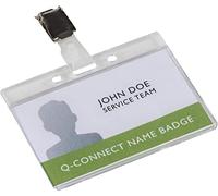 Q-Connect Rigid Credit Card Sized Name Badge Holder And Clip (10 Pack)