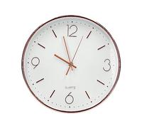 Q-Connect Round Metal Wall Clock 12" Silent Movement Rose Gold