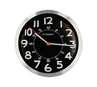 Q-Connect Round Metal Wall Clock 25cm Silent Black with Chrome Dial