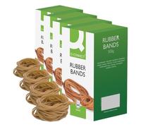 Q-Connect Rubber Bands No.30 50.8 x 3.2mm 500g KF10535,yellow|green|brown|grey (Pack of 4)
