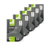 Q-CONNECT Spiral Pad Support Back A4+ 80-Leaf Ruled (Feint) with Margin – Pack of 5