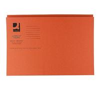 Q-Connect Square Cut Folder Medium Weight Foolscap KF01188, 250 g - Orange, Pack of 100