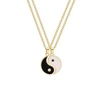 Q&D&S 2pcs yin yang necklace for bestfriend Chinese Philosophy Yoga Stainless Steel Pendant Necklace Friendship Amulet Jewelry, 19.8inch, Stainless Steel, No Gemstone