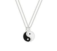 Q&D&S 2pcs yin yang necklace for bestfriend Chinese Philosophy Yoga Stainless Steel Pendant Necklace Friendship Amulet Jewelry, 19.8inch, Stainless Steel, No Gemstone