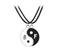 Q&D&S 2pcs yin yang necklace for bestfriend Chinese Philosophy Yoga Stainless Steel Pendant Necklace Friendship Amulet Jewelry, 19.8inch, Stainless Steel, No Gemstone