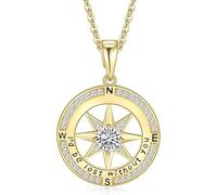 Q&D&S Compass Necklace for Women Jewelry For Her I'd Be Lost Without You Girlfriend Birthday Gifts for Her Valentines, 15.75inch, Cubic Zirconia, Cubic Zirconia