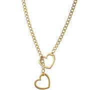 Q&D&S Heart O-ring Slip Chain Necklace For Women,Adjustable Punk Rock Stainless Steel Y-Necklace for Ladies,Handmade Gothic Cuban Choker Necklace Jewelry Gifts, 28inch, Stainless Steel, No Gemstone