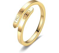 Q&D&S TRUST GOD Ring for Women Inspirational Ring Fashional Stainless Steel Adjustable Religious Faith Rings for Couples Jewelry Gifts, Stainless Steel, No Gemstone