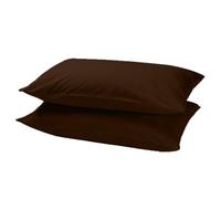 Q&H - 1 Pair Plain Pillow Cases Brown - Soft Polycotton Pillowcases - Machine Washable, Quick Drying, Breathable Pillowcase - Wrinkle, Fade, Stain Resistant Bedroom Covers - 50cm x 75cm