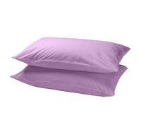 Q&H - 1 Pair Plain Pillow Cases Lilac - Soft Brushed Microfiber Pillowcases - Machine Washable, Quick Drying, Breathable Pillowcase - Wrinkle, Fade, Stain Resistant Bedroom Covers - 50cm x 75cm